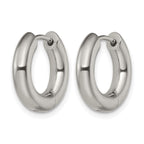 Stainless Steel Polished Hinged Huggie Hoop Earrings for Women