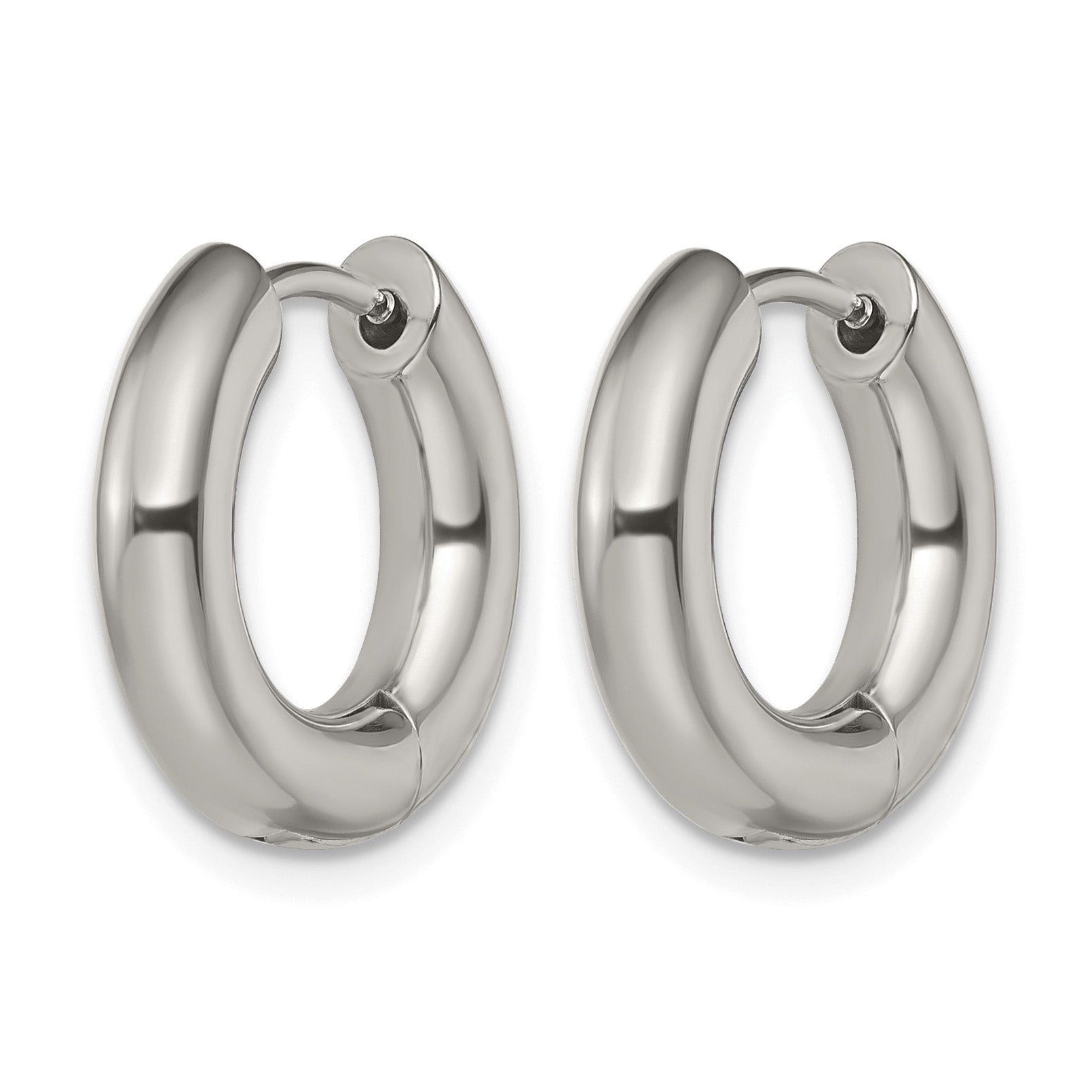 Stainless Steel Polished Hinged Huggie Hoop Earrings for Women