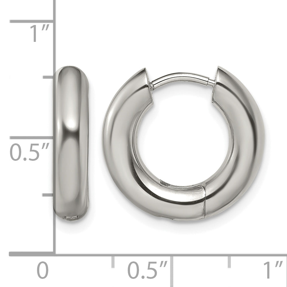 Stainless Steel Polished Hinged Huggie Hoop Earrings for Women