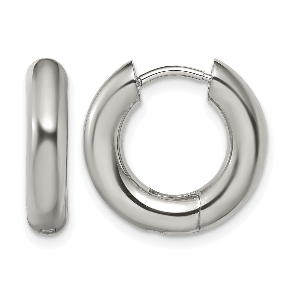 Stainless Steel Polished Hinged Huggie Hoop Earrings for Women