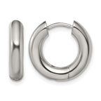 Stainless Steel Polished Hinged Huggie Hoop Earrings for Women