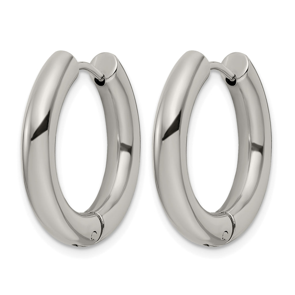 Stainless Steel Polished Hinged Huggie Hoop Earrings for Women