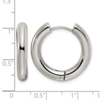 Stainless Steel Polished Hinged Huggie Hoop Earrings for Women