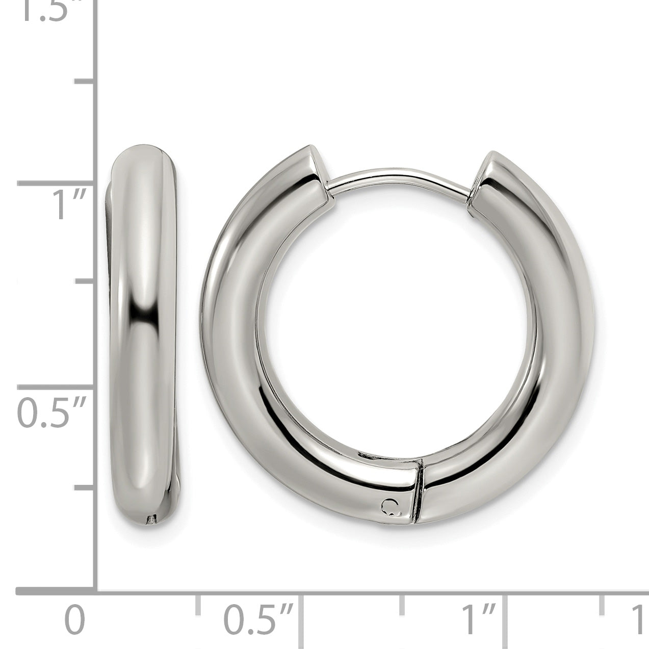 Stainless Steel Polished Hinged Huggie Hoop Earrings for Women