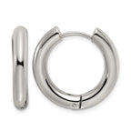 Stainless Steel Polished Hinged Huggie Hoop Earrings for Women