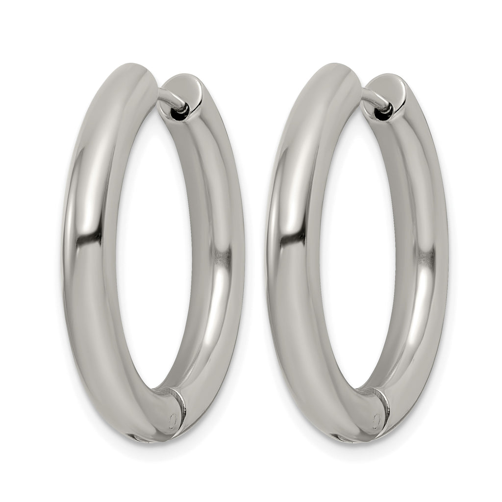 Stainless Steel Polished Hinged Huggie Hoop Earrings for Women