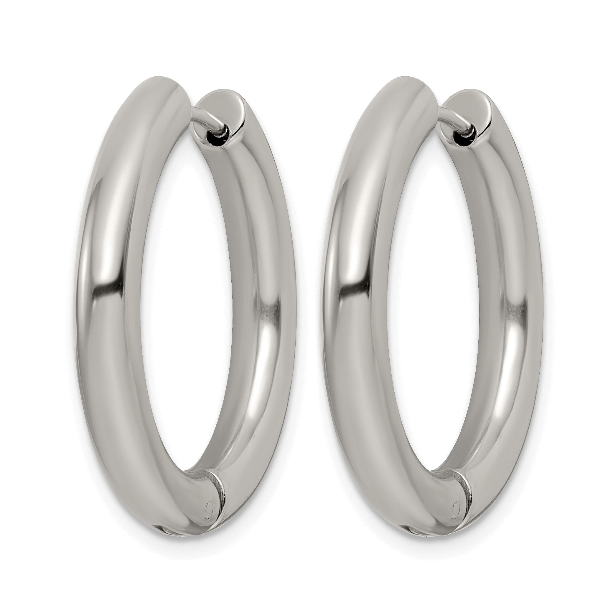 Stainless Steel Polished Hinged Huggie Hoop Earrings for Women