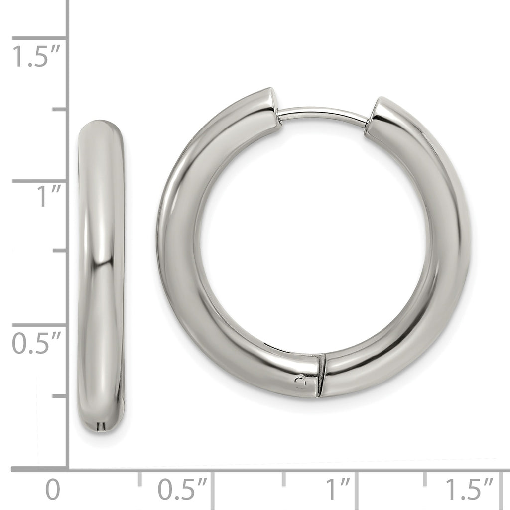 Chisel Stainless Steel Polished 4mm Hinged Hoop Earrings