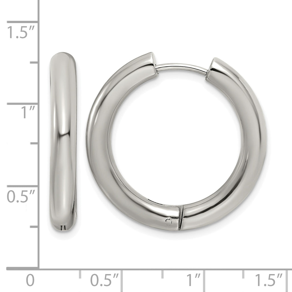 Stainless Steel Polished Hinged Huggie Hoop Earrings for Women