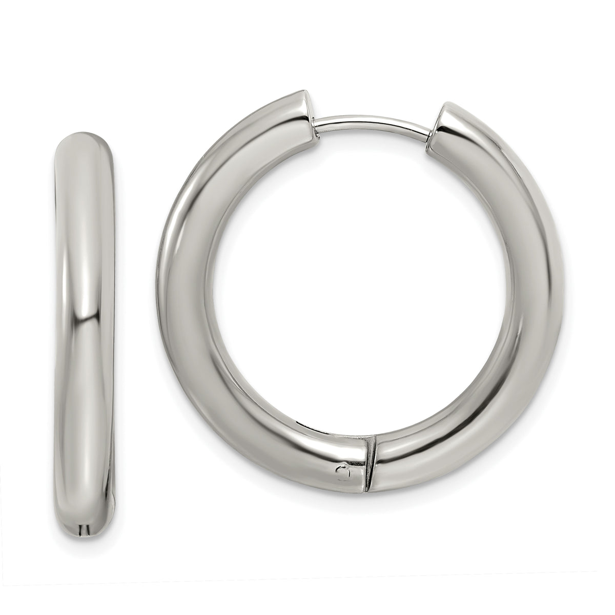 Chisel Stainless Steel Polished 4mm Hinged Hoop Earrings