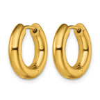 Stainless Steel Gold-Tone Polished Hinged Huggie Hoop Earrings for Women