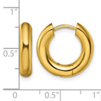 Stainless Steel Gold-Tone Polished Hinged Huggie Hoop Earrings for Women