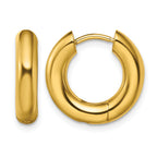 Stainless Steel Gold-Tone Polished Hinged Huggie Hoop Earrings for Women