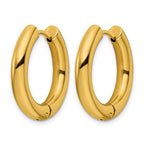 Stainless Steel Gold-Tone Polished Hinged Huggie Hoop Earrings for Women