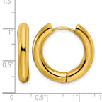 Stainless Steel Gold-Tone Polished Hinged Huggie Hoop Earrings for Women