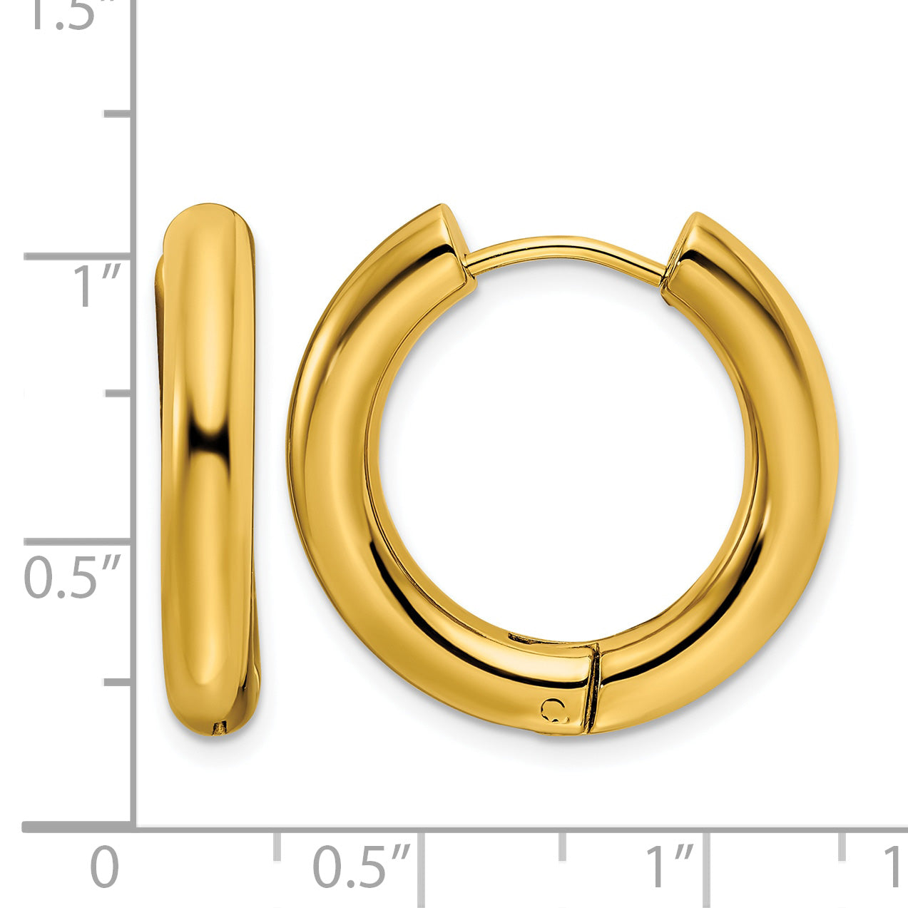 Stainless Steel Gold-Tone Polished Hinged Huggie Hoop Earrings for Women