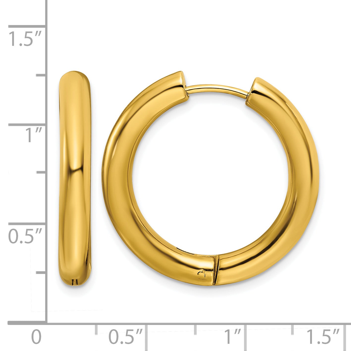 Stainless Steel Gold-Tone Polished Hinged Huggie Hoop Earrings
