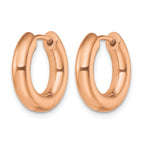 Stainless Steel Rose Gold-Tone Polished Hinged Huggie Hoop Earrings