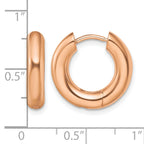 Stainless Steel Rose Gold-Tone Polished Hinged Huggie Hoop Earrings