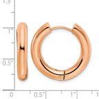 Stainless Steel Rose Gold-Tone Polished Hinged Huggie Hoop Earrings