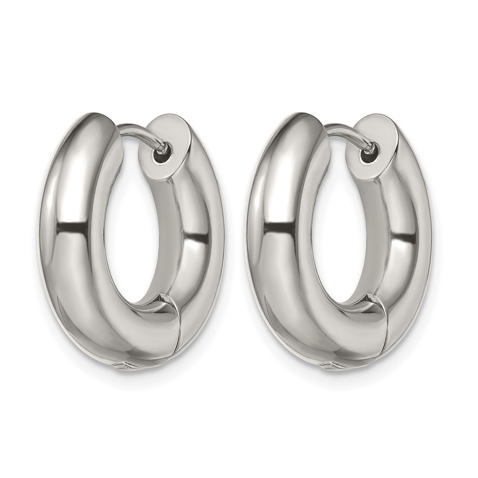 Stainless Steel Polished Hinged Huggie Hoop Earrings Secondary image