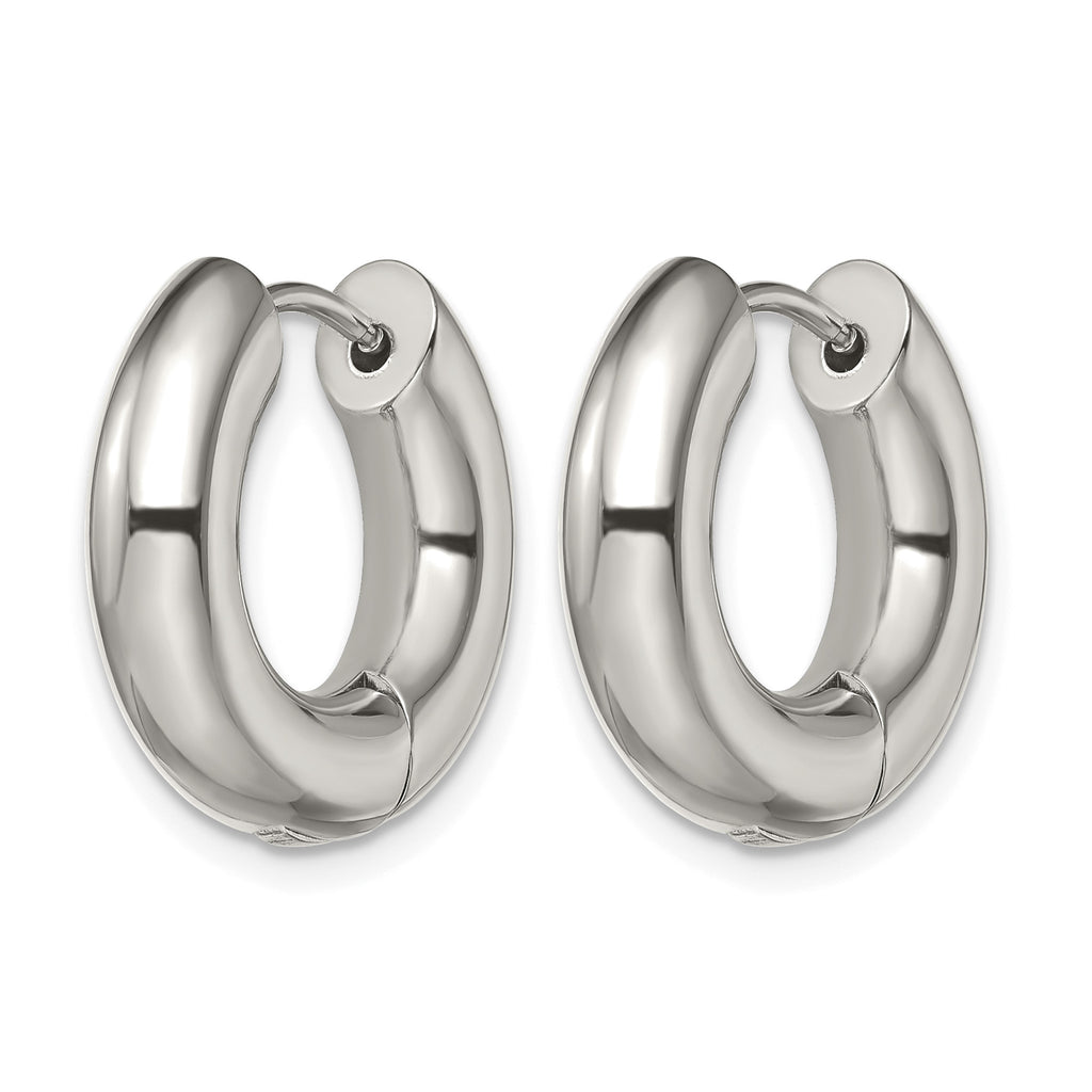 Stainless Steel Polished Hinged Huggie Hoop Earrings