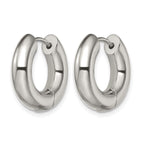 Stainless Steel Polished Hinged Huggie Hoop Earrings