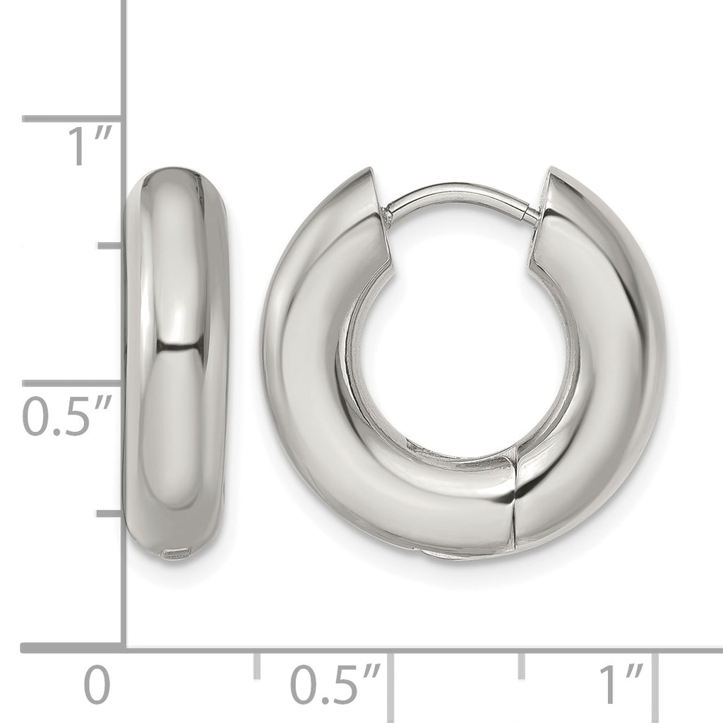 Stainless Steel Polished Hinged Huggie Hoop Earrings