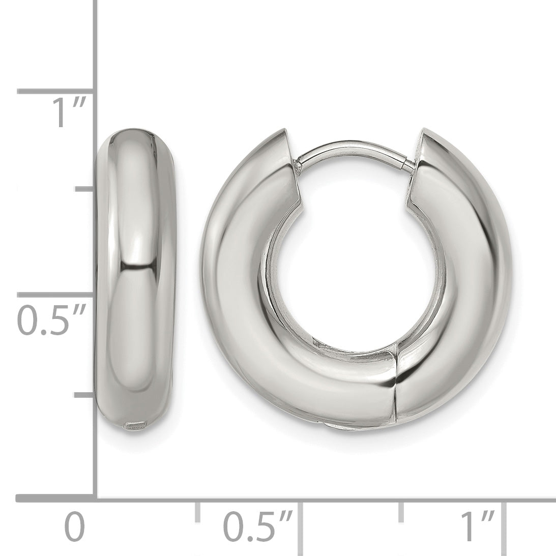 Stainless Steel Polished Hinged Huggie Hoop Earrings