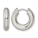 Stainless Steel Polished Hinged Huggie Hoop Earrings