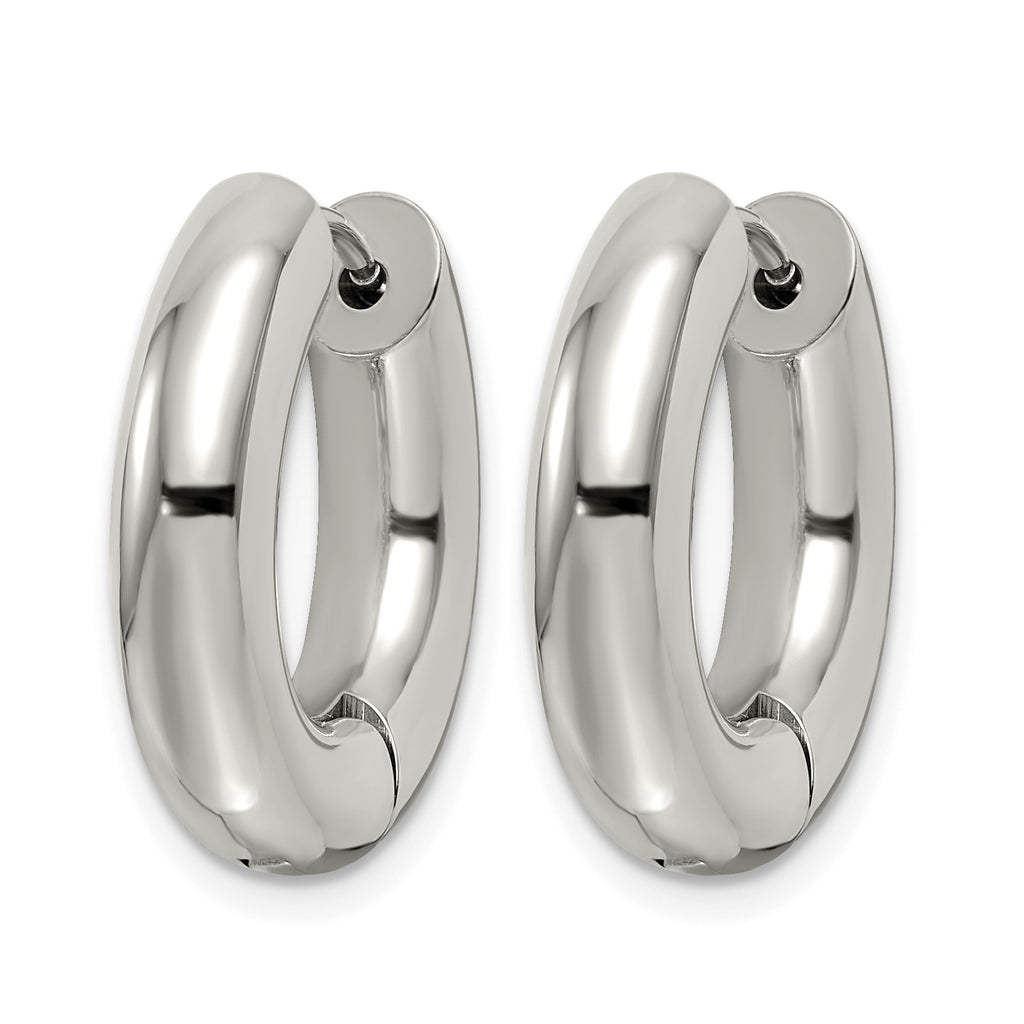 Stainless Steel Polished Hinged Huggie Hoop Earrings