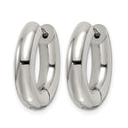 Stainless Steel Polished Hinged Huggie Hoop Earrings