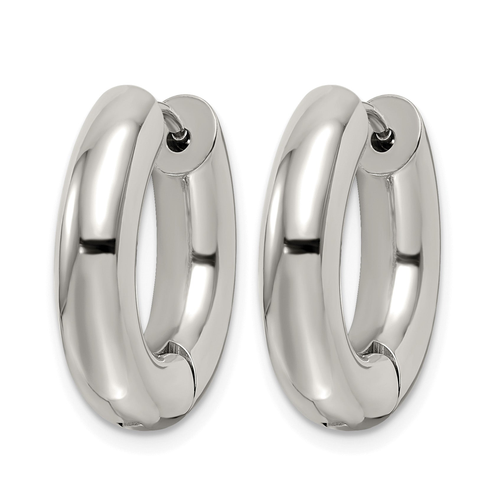 Stainless Steel Polished Hinged Huggie Hoop Earrings