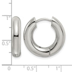 Stainless Steel Polished Hinged Huggie Hoop Earrings