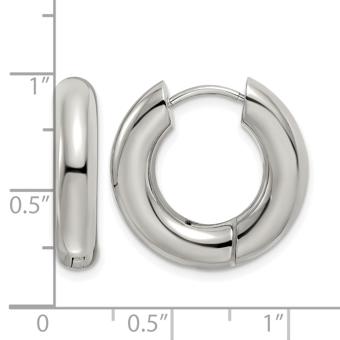 Stainless Steel Polished Hinged Huggie Hoop Earrings