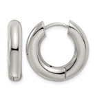 Stainless Steel Polished Hinged Huggie Hoop Earrings