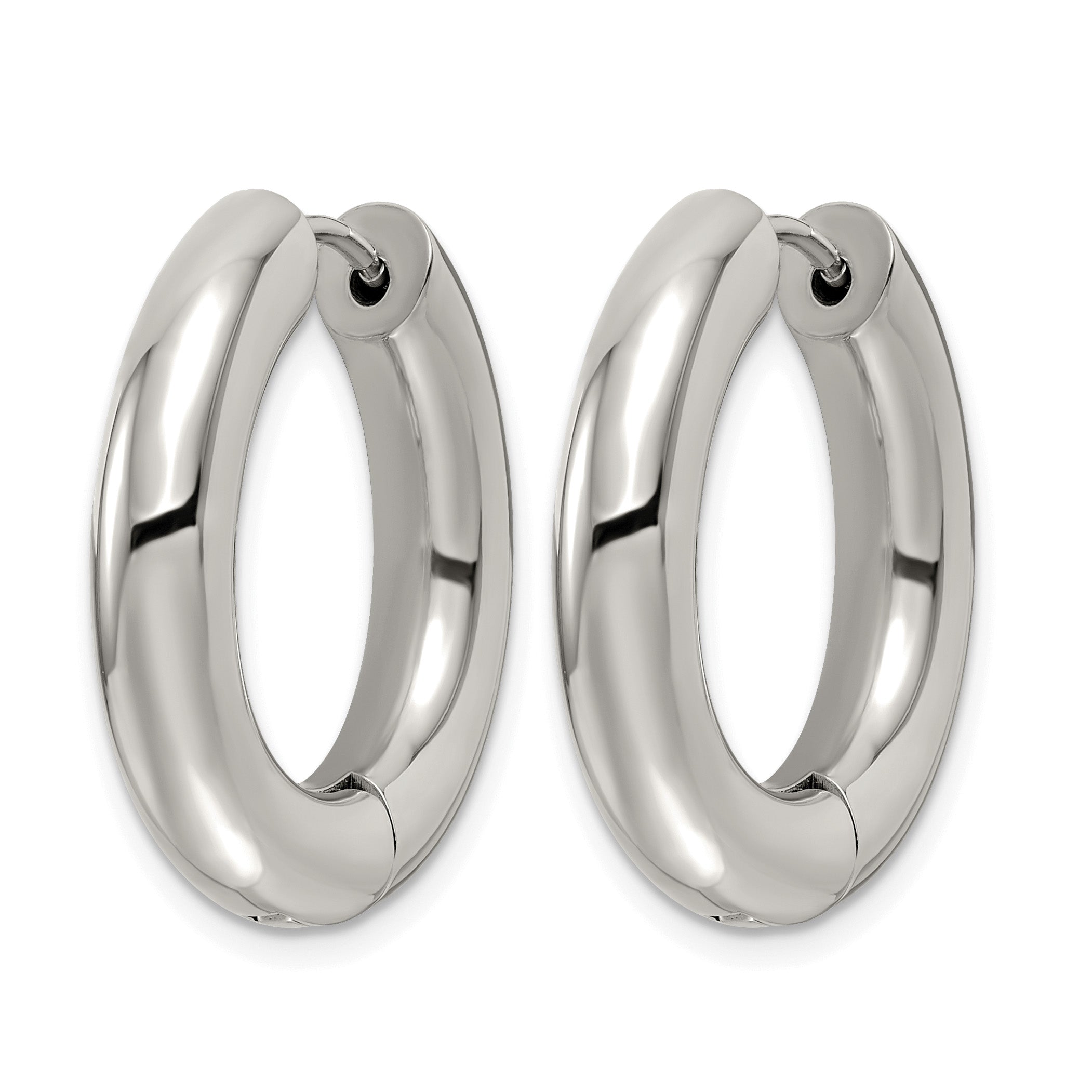 Stainless Steel Polished Hinged Huggie Hoop Earrings Secondary image
