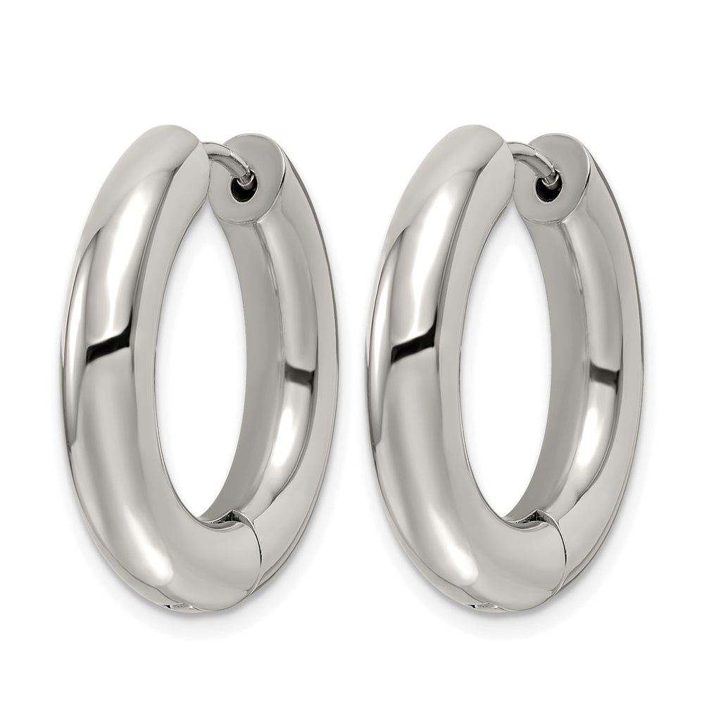 Stainless Steel Polished Hinged Huggie Hoop Earrings