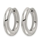 Stainless Steel Polished Hinged Huggie Hoop Earrings
