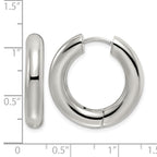 Stainless Steel Polished Hinged Huggie Hoop Earrings