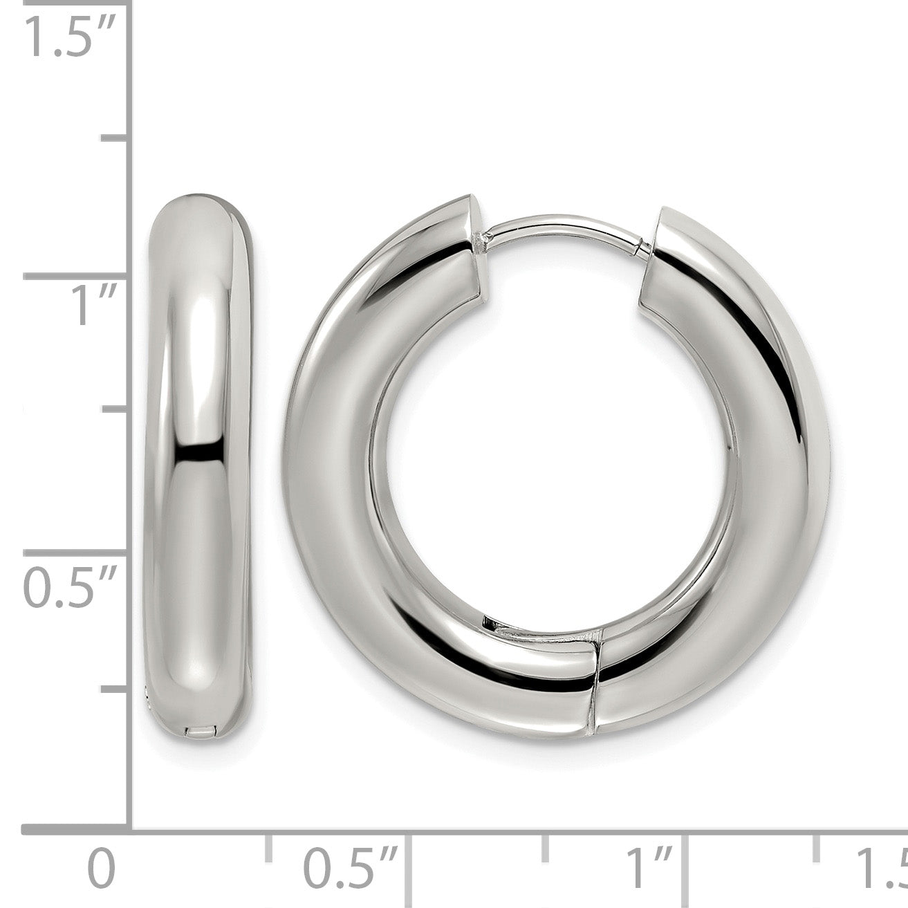 Stainless Steel Polished Hinged Huggie Hoop Earrings