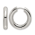 Stainless Steel Polished Hinged Huggie Hoop Earrings