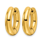 Stainless Steel Gold-Tone Polished Hinged Huggie Hoop Earrings