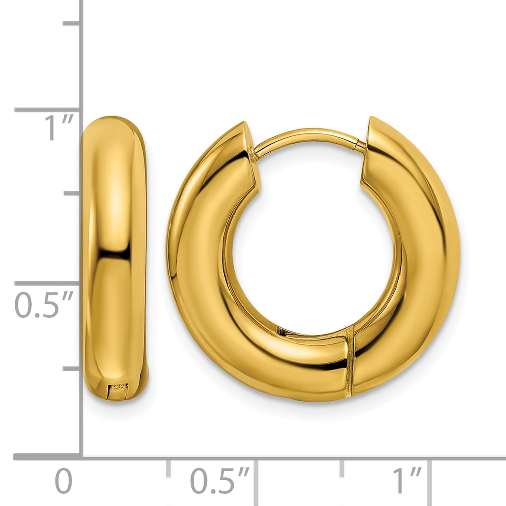 Stainless Steel Gold-Tone Polished Hinged Huggie Hoop Earrings