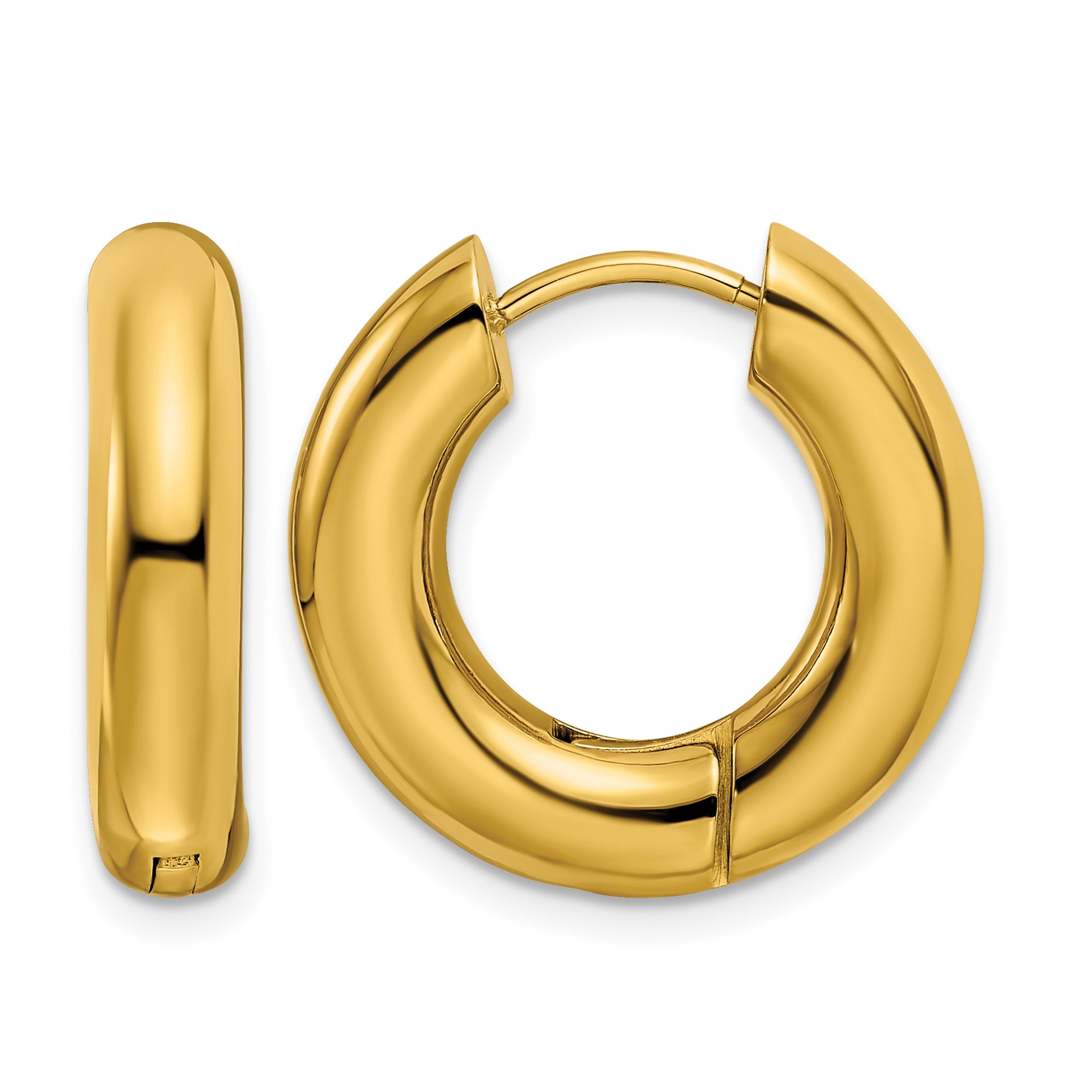 Stainless Steel Gold-Tone Polished Hinged Huggie Hoop Earrings Main image