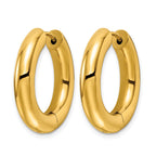 Stainless Steel Gold-Tone Polished Hinged Huggie Hoop Earrings