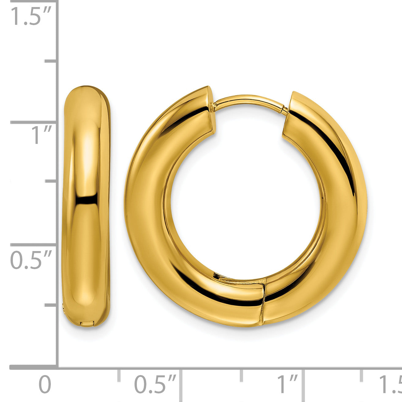 Stainless Steel Gold-Tone Polished Hinged Huggie Hoop Earrings