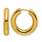Stainless Steel Gold-Tone Polished Hinged Huggie Hoop Earrings