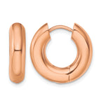 Stainless Steel Rose Gold-Tone Polished Hinged Huggie Hoop Earrings