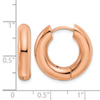 Stainless Steel Rose Gold-Tone Polished Hinged Huggie Hoop Earrings